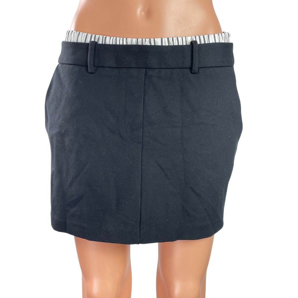 Zara Womens Black Mid Rise Belt Loops Mini Straight Pencil Skort Shorts Skirt M